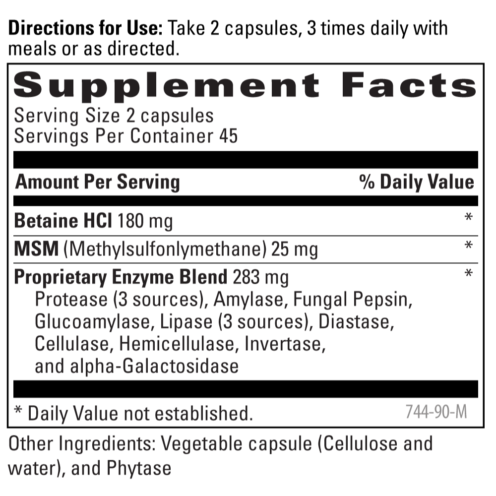 HCL 90 Supplement Facts